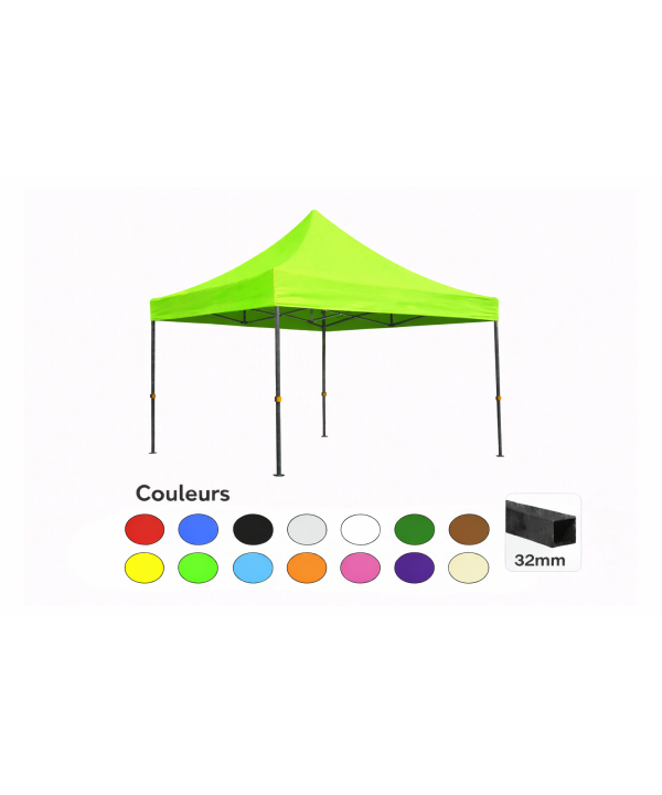 Tente pliante 3x3 vert clair LOISIR – Barnum acier 32 mm étanche