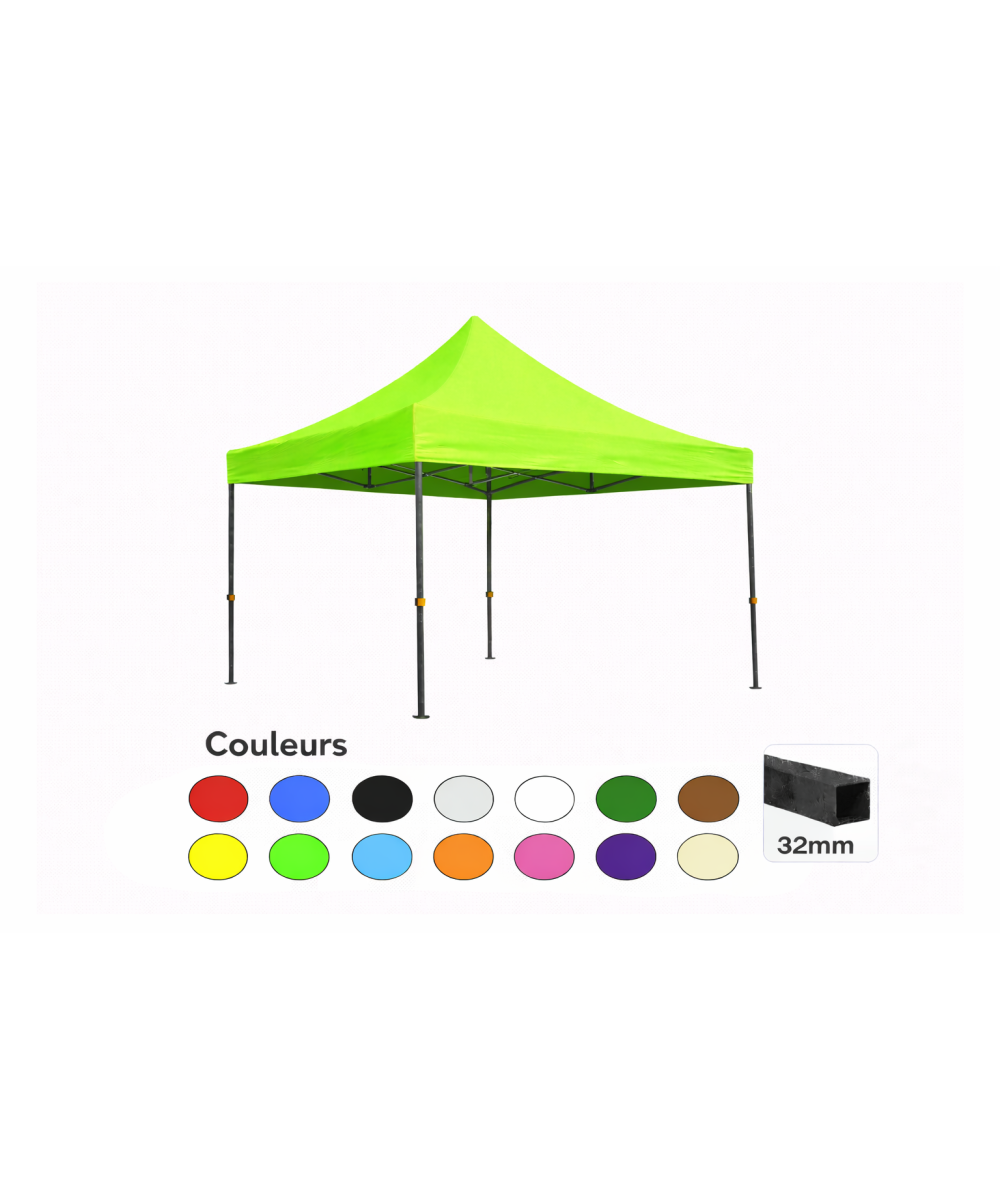 Tente pliante 3x3 vert clair LOISIR – Barnum acier 32 mm étanche