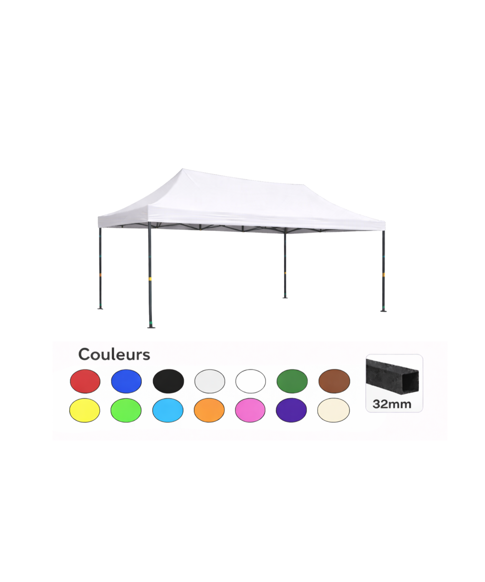 Tente pliante 3x4,5 blanche LOISIR – Barnum acier 32 mm étanche