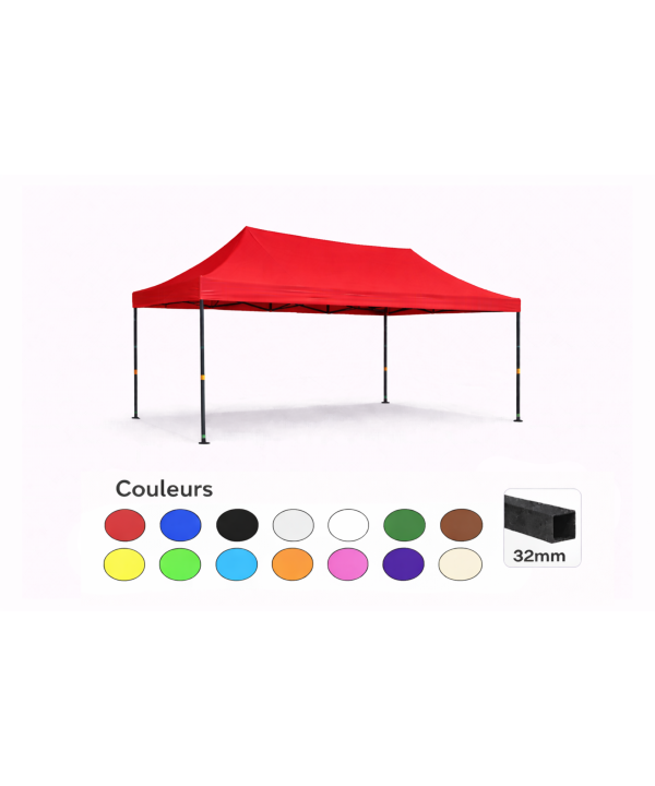 Tente pliante 3x4,5 rouge LOISIR – Barnum acier 32 mm – Toile 260 g/m² étanche – Sans parois