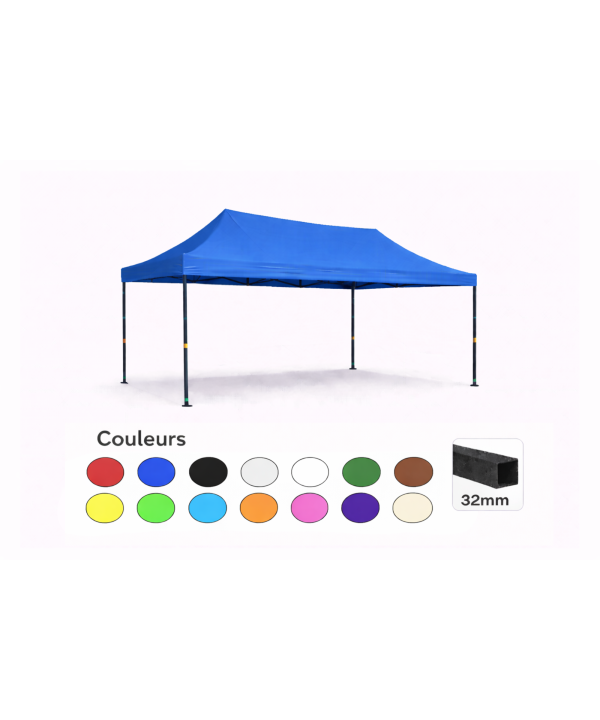 Tente pliante 3x4,5 bleue LOISIR – Barnum acier 32 mm – Toile 260 g/m² étanche – Sans parois
