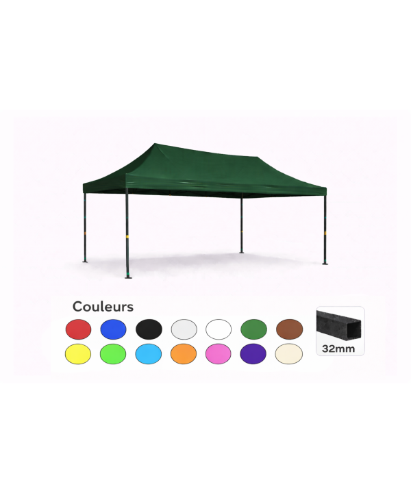 Tente pliante 3x4,5 verte – Barnum acier 32 mm étanche