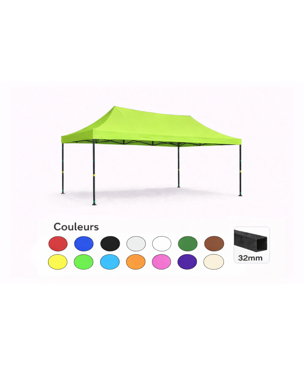 Tente pliante 3x4,5 vert clair LOISIR – Barnum acier 32 mm – Toile 260 g/m² étanche – Sans parois