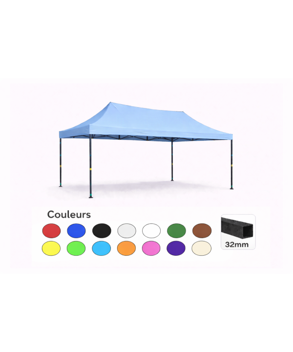 Tente pliante 3x4,5 bleu ciel LOISIR – Barnum acier 32 mm – Toile 260 g/m² étanche – Sans parois