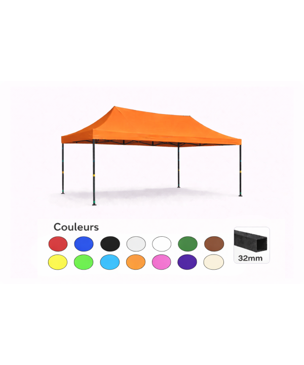 Tente pliante 3x4,5 orange LOISIR – Barnum acier 32 mm – Toile 260 g/m² étanche – Sans parois
