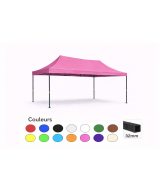 Tente pliante 3x4,5 rose LOISIR – Barnum acier 32 mm – Toile 260 g/m² étanche – Sans parois