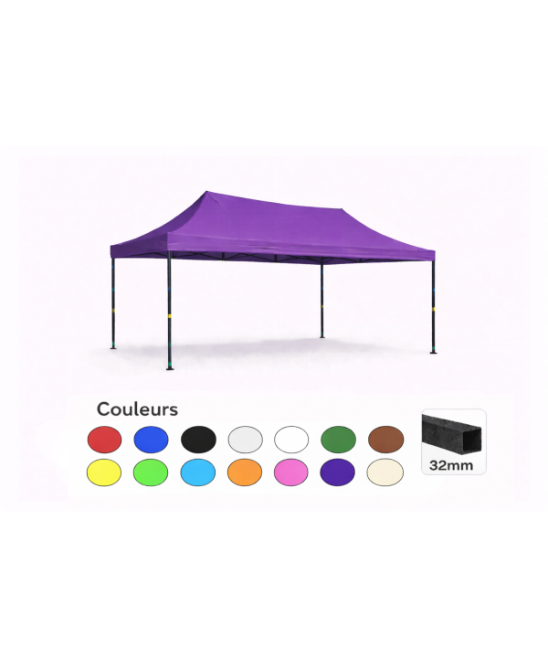 Tente pliante 3x4,5 violette LOISIR – Barnum acier 32 mm – Toile 260 g/m² étanche – Sans parois