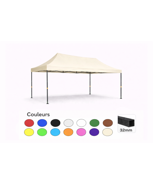 Tente pliante 3x4,5 crème LOISIR – Barnum acier 32 mm – Toile 260 g/m² étanche – Sans parois