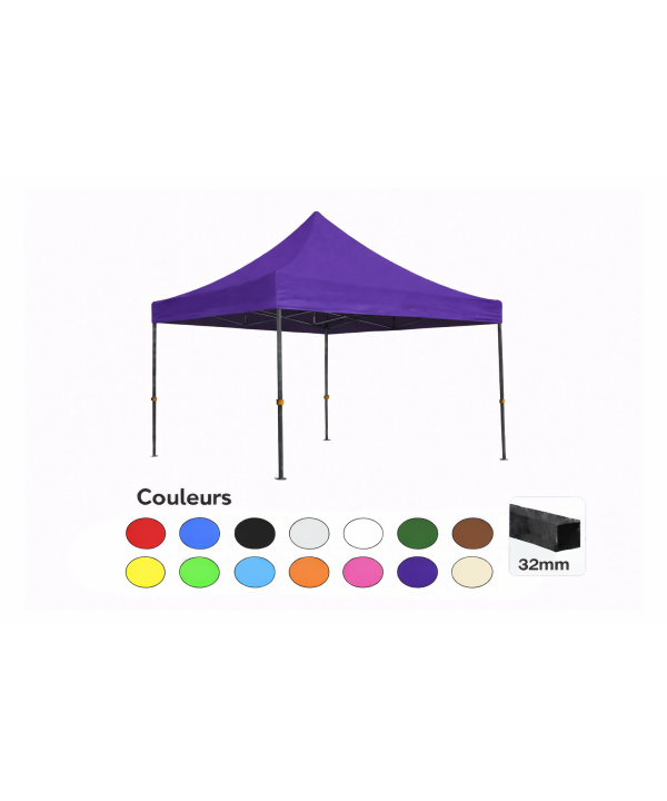 Tente pliante 3x3 violette LOISIR – Barnum acier 32 mm étanche