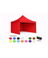 Tente pliante 3x3 rouge LOISIR – Barnum acier 32 mm avec parois