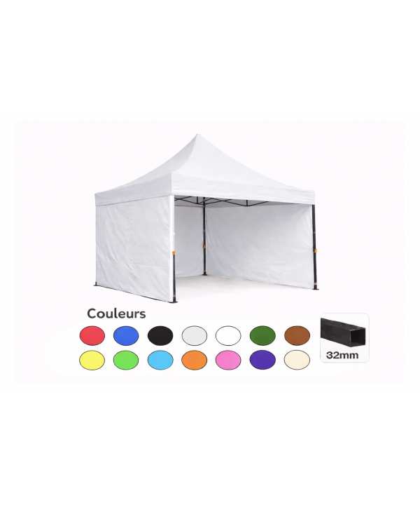 Tente pliante 3x3 blanche LOISIR – Barnum acier 32 mm avec parois