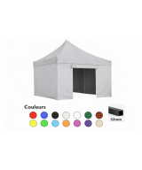 Tente pliante 3x3 gris clair LOISIR – Barnum acier 32 mm avec parois