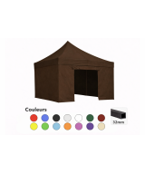 Tente pliante 3x3 marron LOISIR – Barnum acier 32 mm avec parois