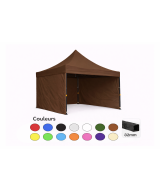 Tente pliante 3x3 marron LOISIR – Barnum acier 32 mm avec parois