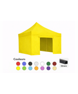 Tente pliante 3x3 jaune LOISIR – Barnum acier 32 mm avec parois