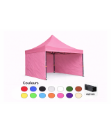 Tente pliante 3x3 rose LOISIR – Barnum acier 32 mm avec parois