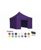 Tente pliante 3x3 violette LOISIR – Barnum acier 32 mm avec parois