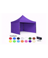Tente pliante 3x3 violette LOISIR – Barnum acier 32 mm avec parois