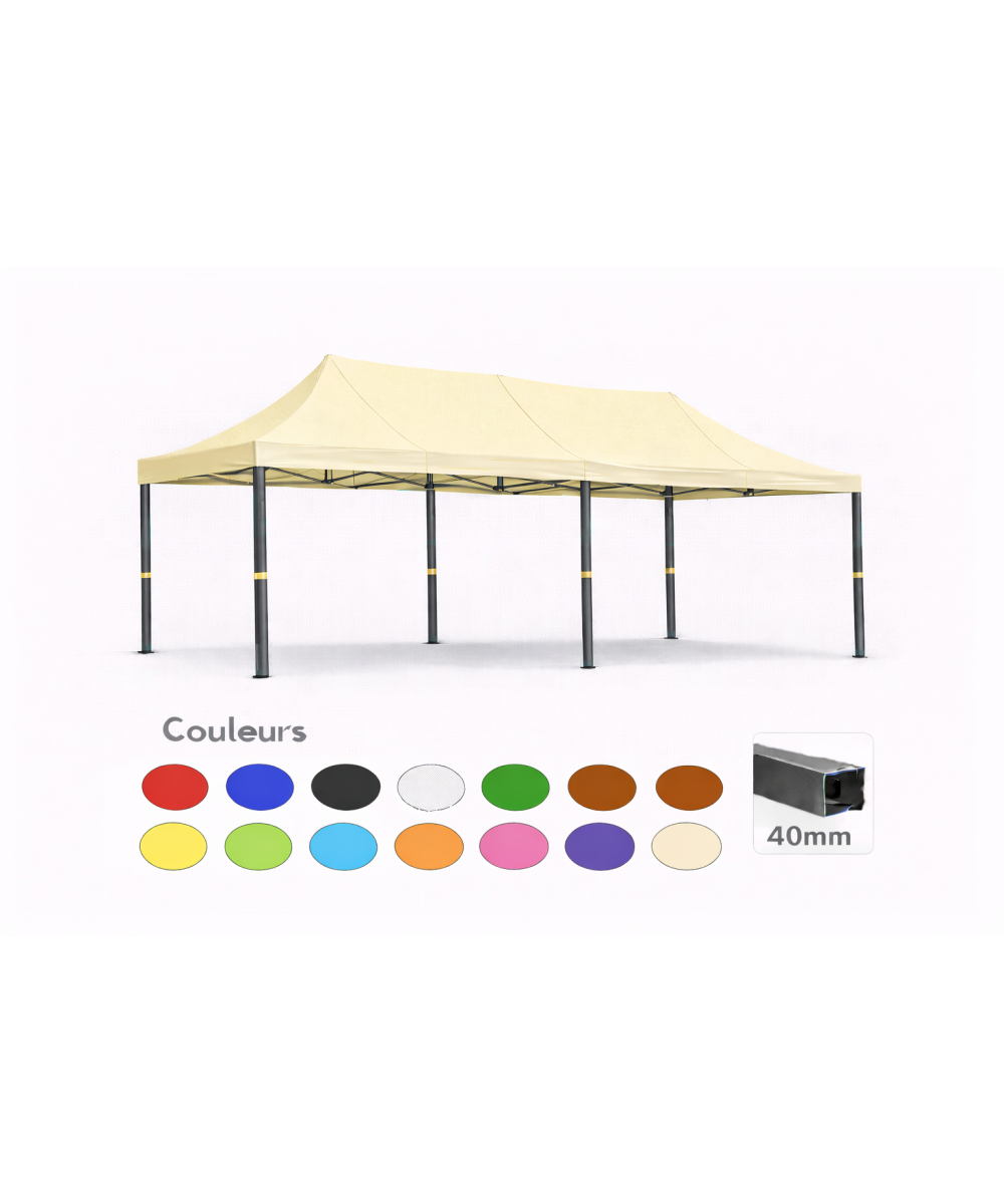 Barnum pliant 3x6 Prémium acier 40 mm – Crème – Toit 320 g/m² – Sans parois