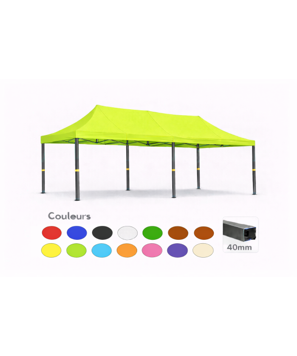 Barnum pliant 3x6 Prémium acier 40 mm – Vert clair – Toit 320 g/m² – Sans parois