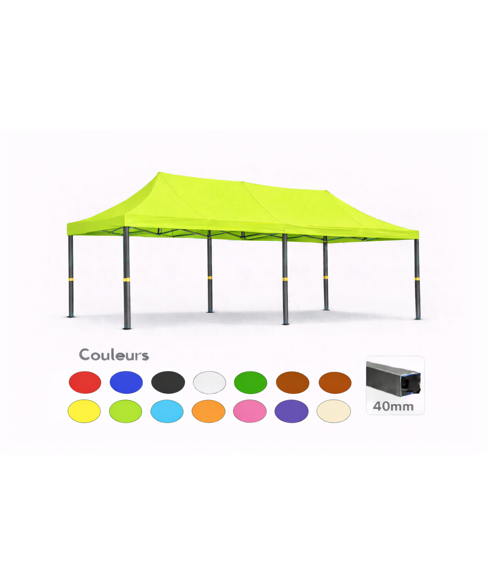 Barnum pliant 3x6 Prémium acier 40 mm – Vert clair – Toit 320 g/m² – Sans parois
