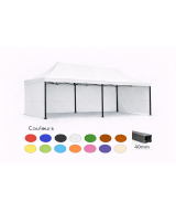 Barnum pliant 3x6 Prémium acier 40 mm – Blanc – Pack 4 parois (dont 1 porte) – Toit 320 g/m²