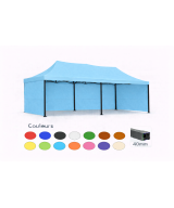 Barnum pliant 3x6 Prémium acier 40 mm – Bleu ciel – Pack 4 parois (dont 1 porte) – Toit 320 g/m²
