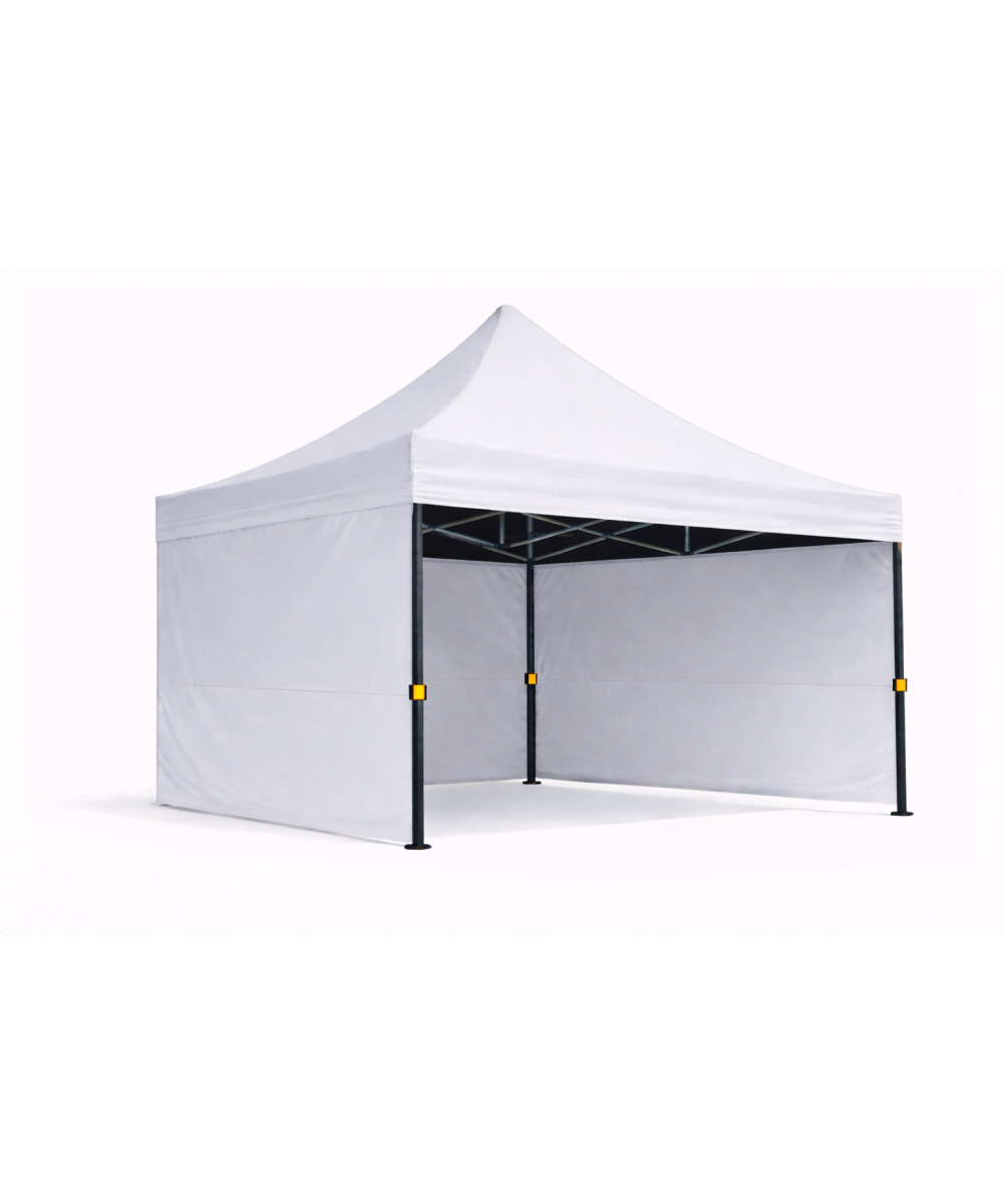 Barnum / tente pliante 3x3 acier prémium 40mm blanc – Toile 320 g/m² avec parois