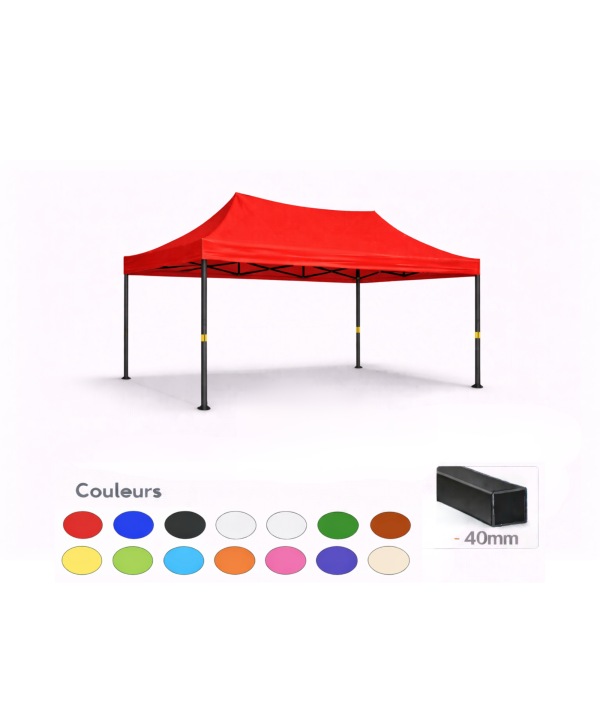 Barnum pliant 3x2 rouge Prémium acier 40 mm sans parois