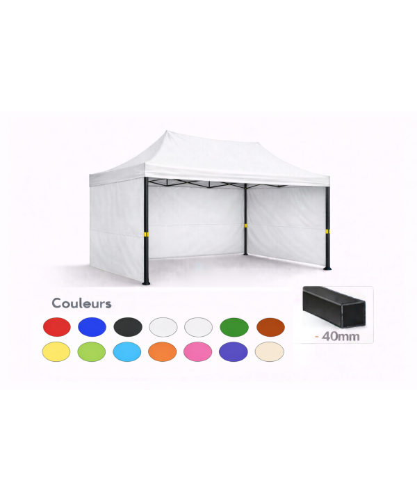 Barnum pliant 3x2 blanc Prémium acier 40 mm avec parois
