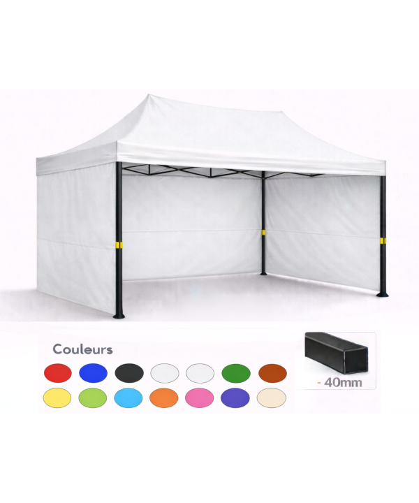 Barnum pliant 3x4,5 blanc Prémium acier 40 mm avec parois