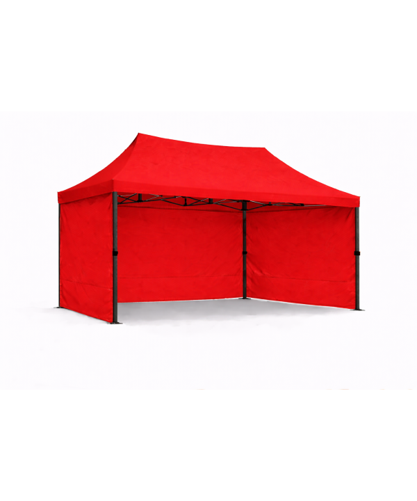 Barnum pliant 3x4,5 rouge Prémium acier 40 mm avec parois
