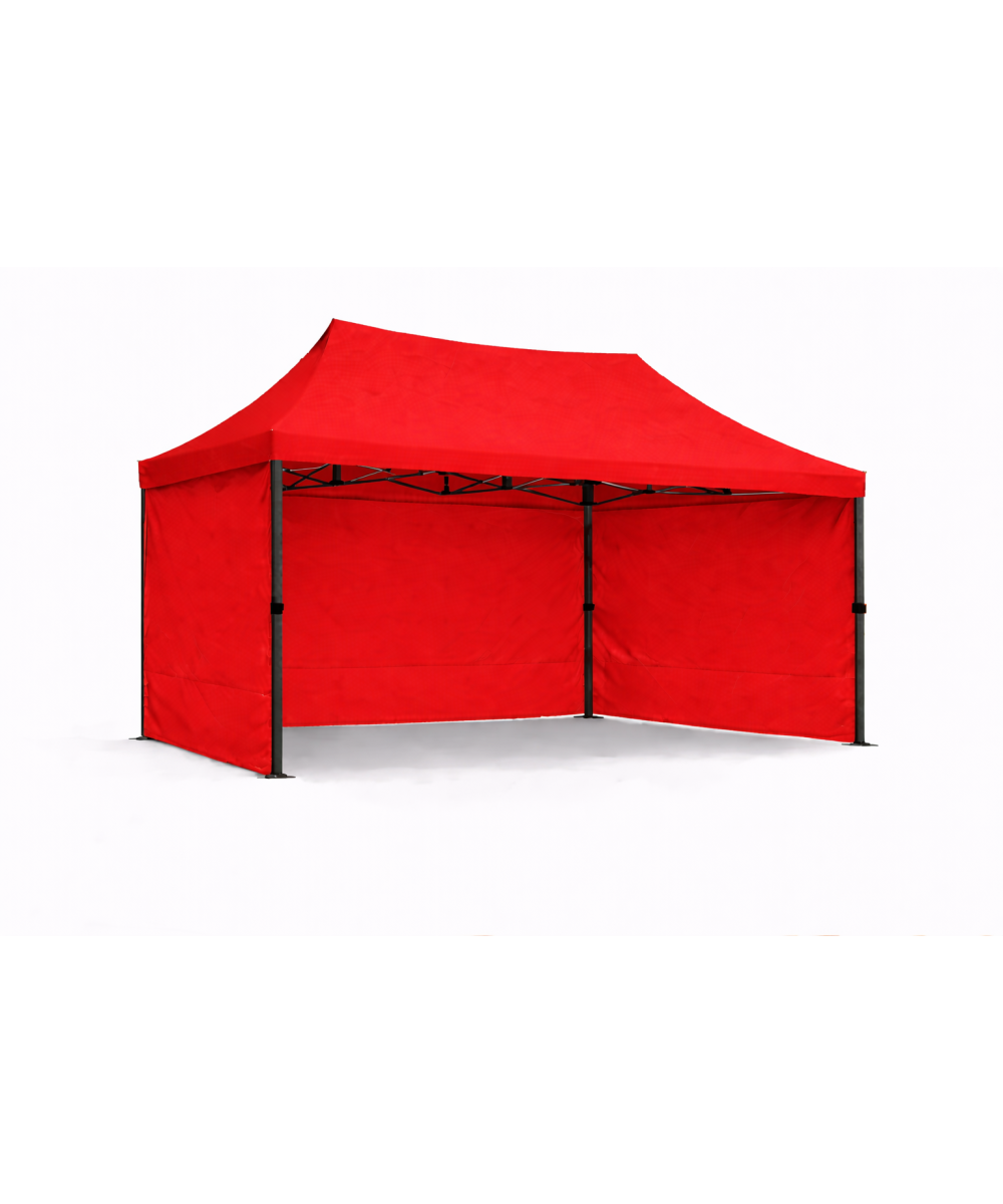 Barnum pliant 3x4,5 rouge Prémium acier 40 mm avec parois