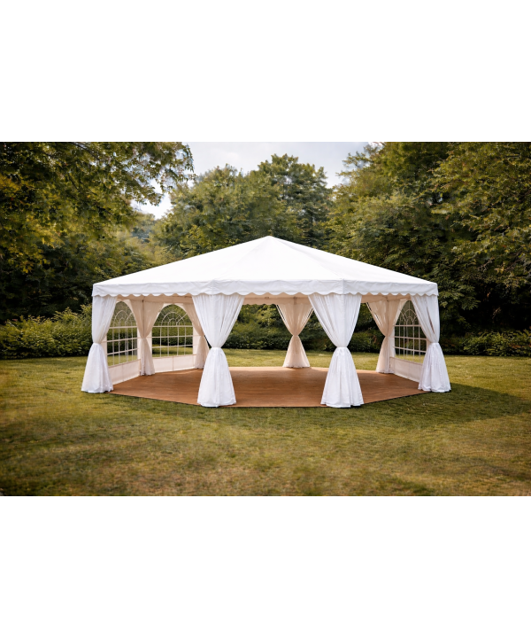 Tente de réception octogonale PVC 6x4 m blanche