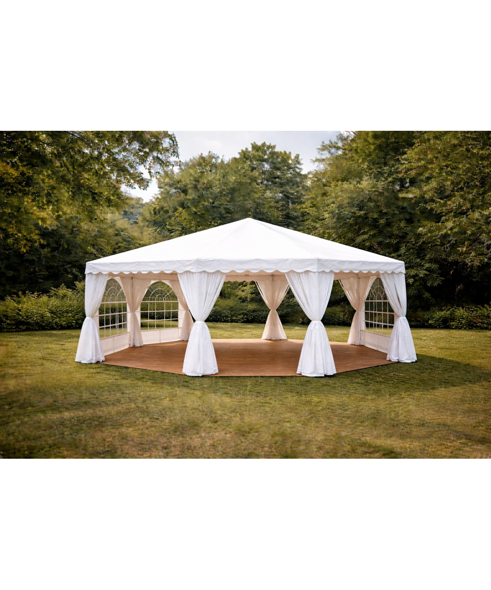 Tente de réception octogonale PVC 6x4 m blanche