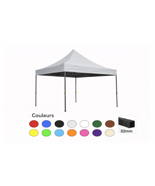 Tente pliante 3x3 gris clair LOISIR – Barnum acier 32 mm étanche