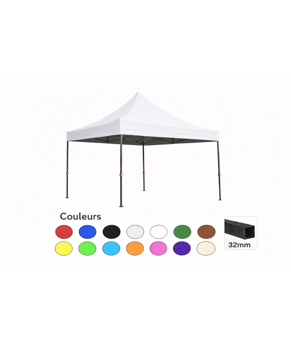 Tente pliante 3x3 blanche LOISIR – Barnum acier 32 mm étanche