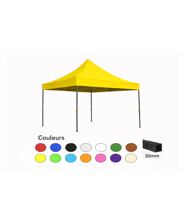 Tente pliante 3x3 jaune LOISIR – Barnum acier 32 mm étanche