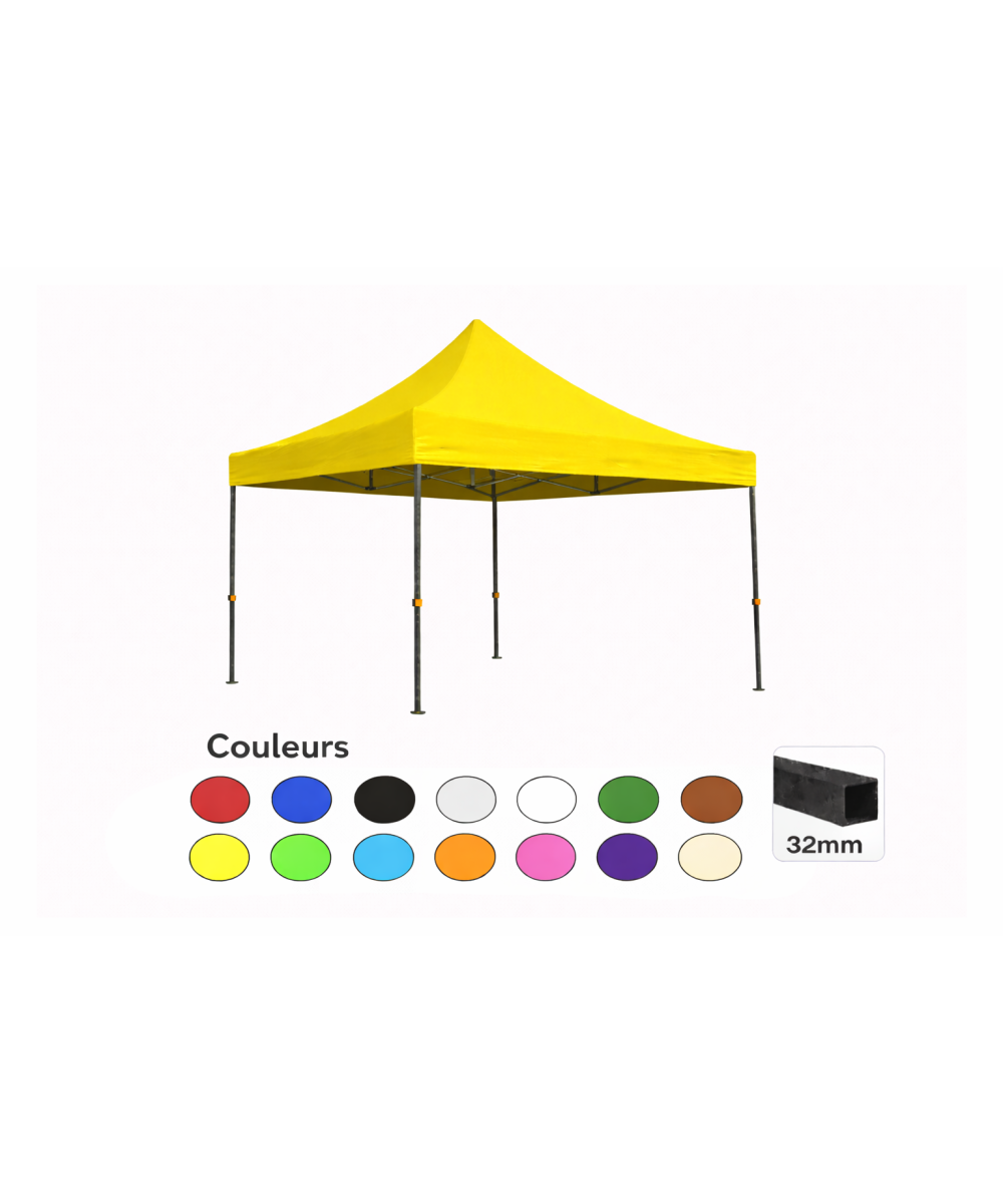 Tente pliante 3x3 jaune LOISIR – Barnum acier 32 mm étanche